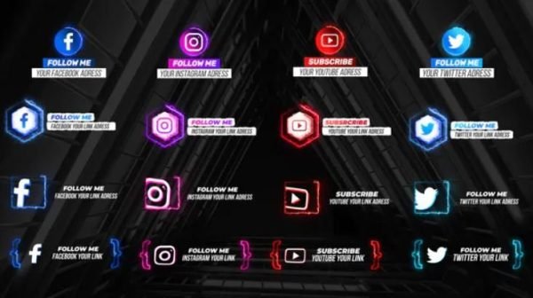 Neon Social Media Lower Thirds V2